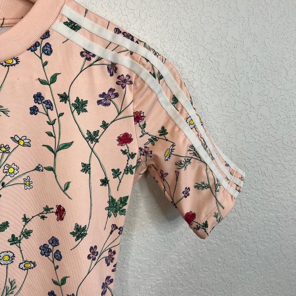 Adidas Floral Bodysuit Women's Size XS Pink Short Sleeve Casual Snap Closure - Picture 4 of 10